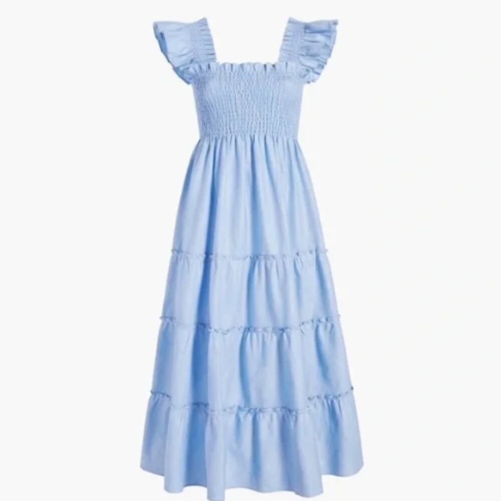 Hill House The Ellie Nap Dress in powder blue with silver detail, size XL